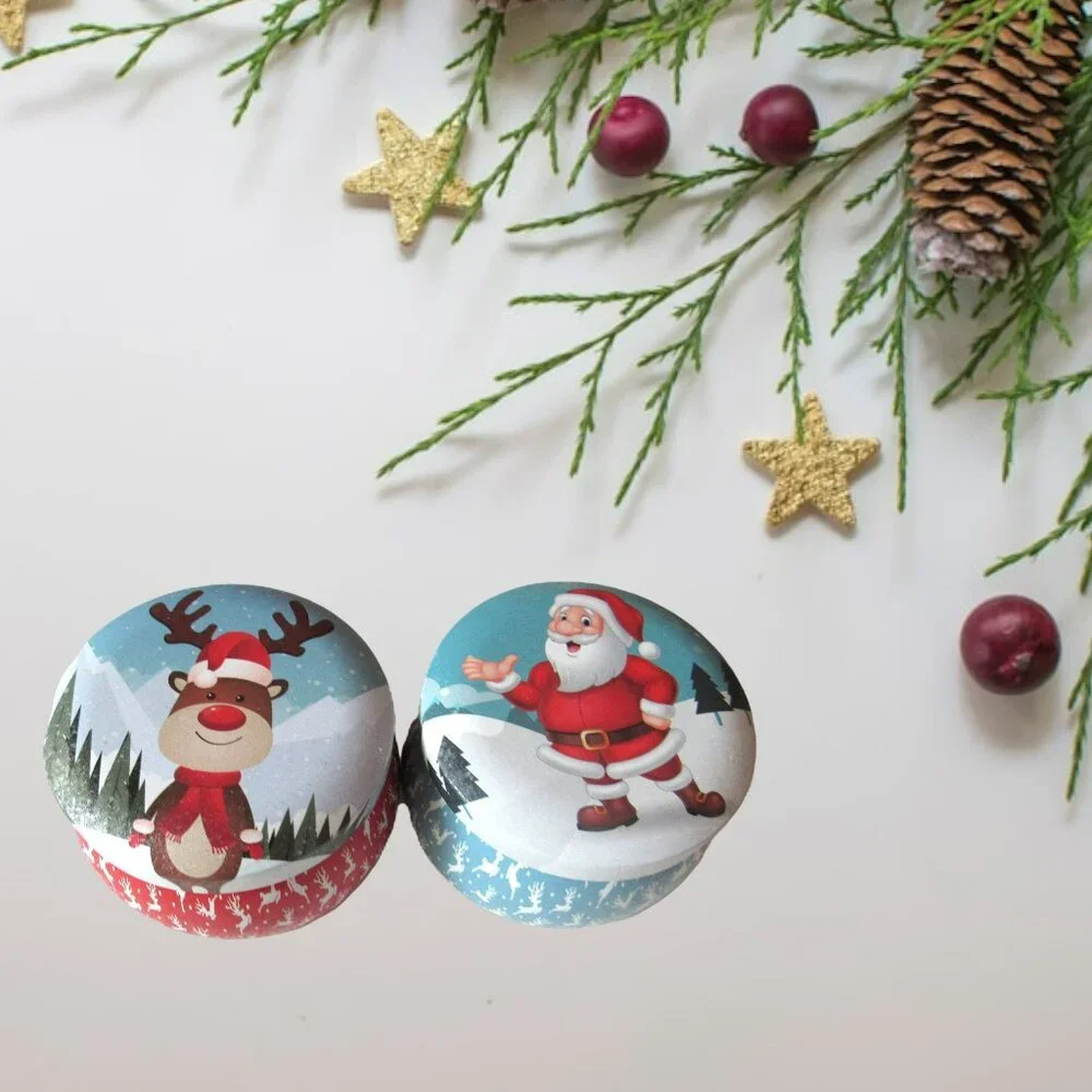 Santa Claus and Rudolph the Red Nosed‎ Reindeer Tin Candles  Set of 2 - New